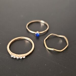 Set Of 3 Dainty Gold Rings